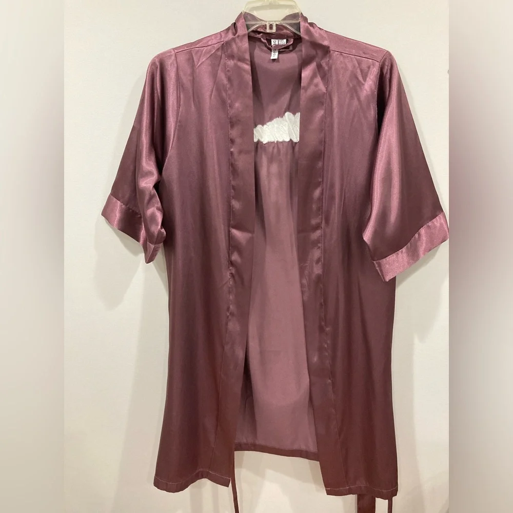David’s Bridal Bridesmaid Satin Wine Robe